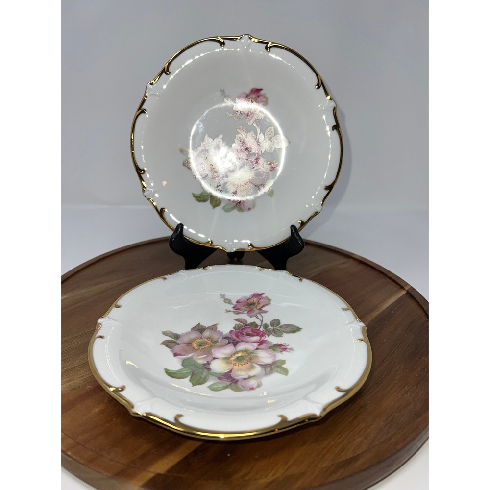 Bavaria Schumann Arzberg Wild Rose Porcelain Small‎ Plate Gold Rim Floral